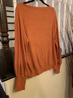Vine & Love Off-the-Shoulder Ribbed Sweater - Rust